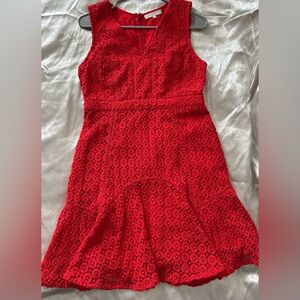 Vibrant Red Doily Dress 100% Cotton
